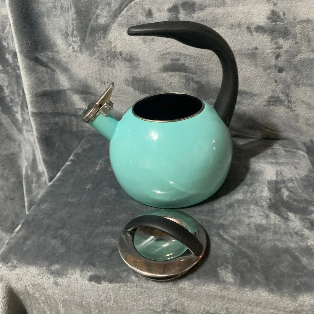 Chantal Tea Kettle Turquoise Blue Enamel on Steel Whistling Stovetop EUC